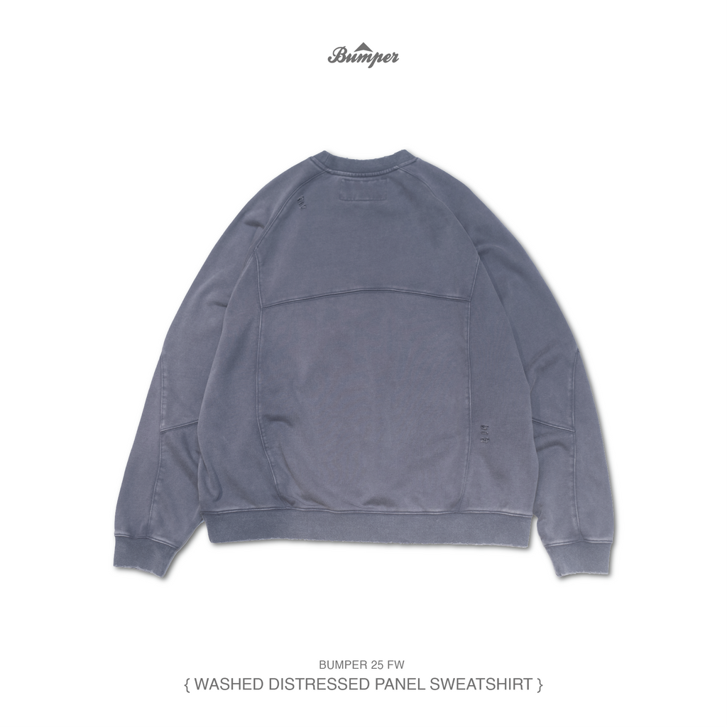 BUMPER 25 FW Washed Distressed Panel Sweatshirt