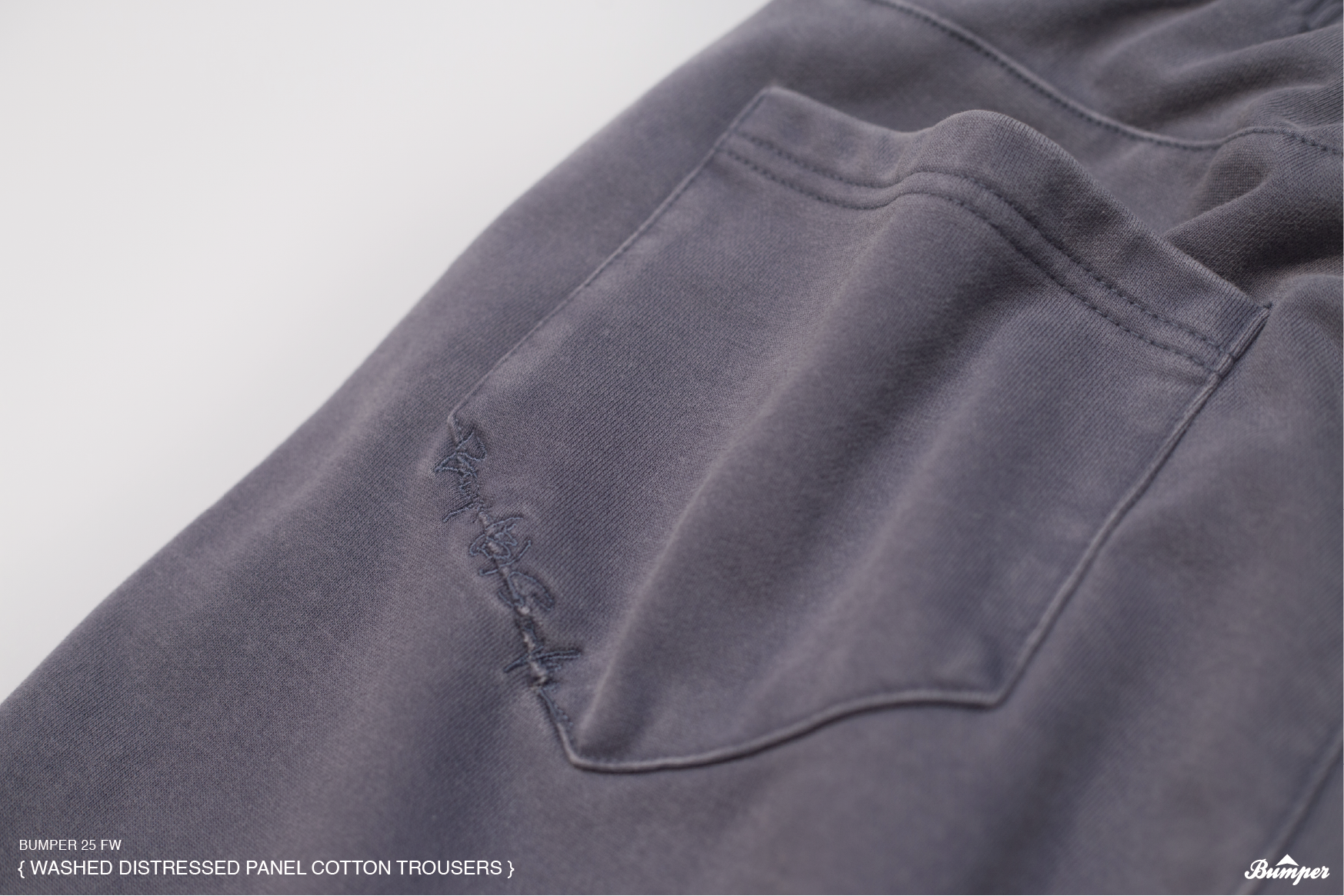 BUMPER 25 FW Washed Distressed Panel Cotton Trousers