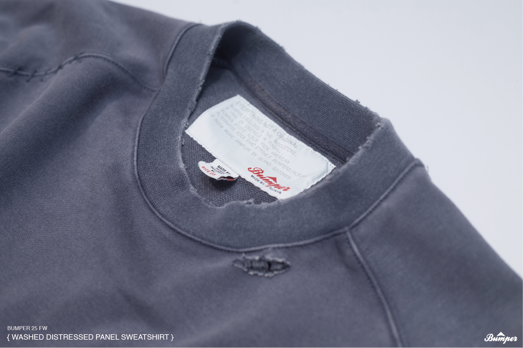 BUMPER 25 FW Washed Distressed Panel Sweatshirt
