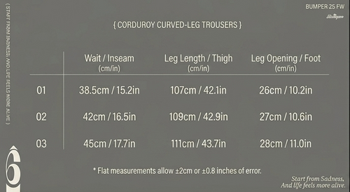 BUMPER 25 FW CORDUROY CURVED-LEG TROUSERS