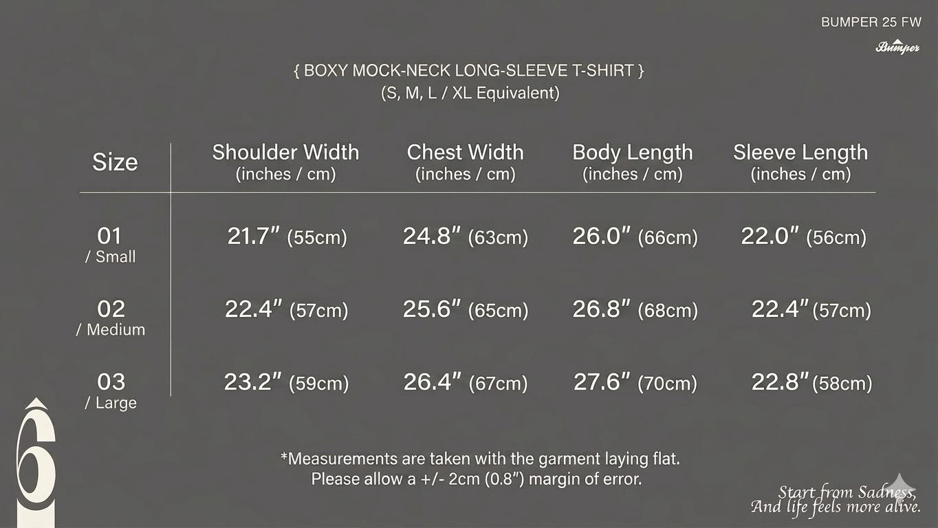 Bumper BOXY MOCK-NECK LONG-SLEEVE T-SHIRT